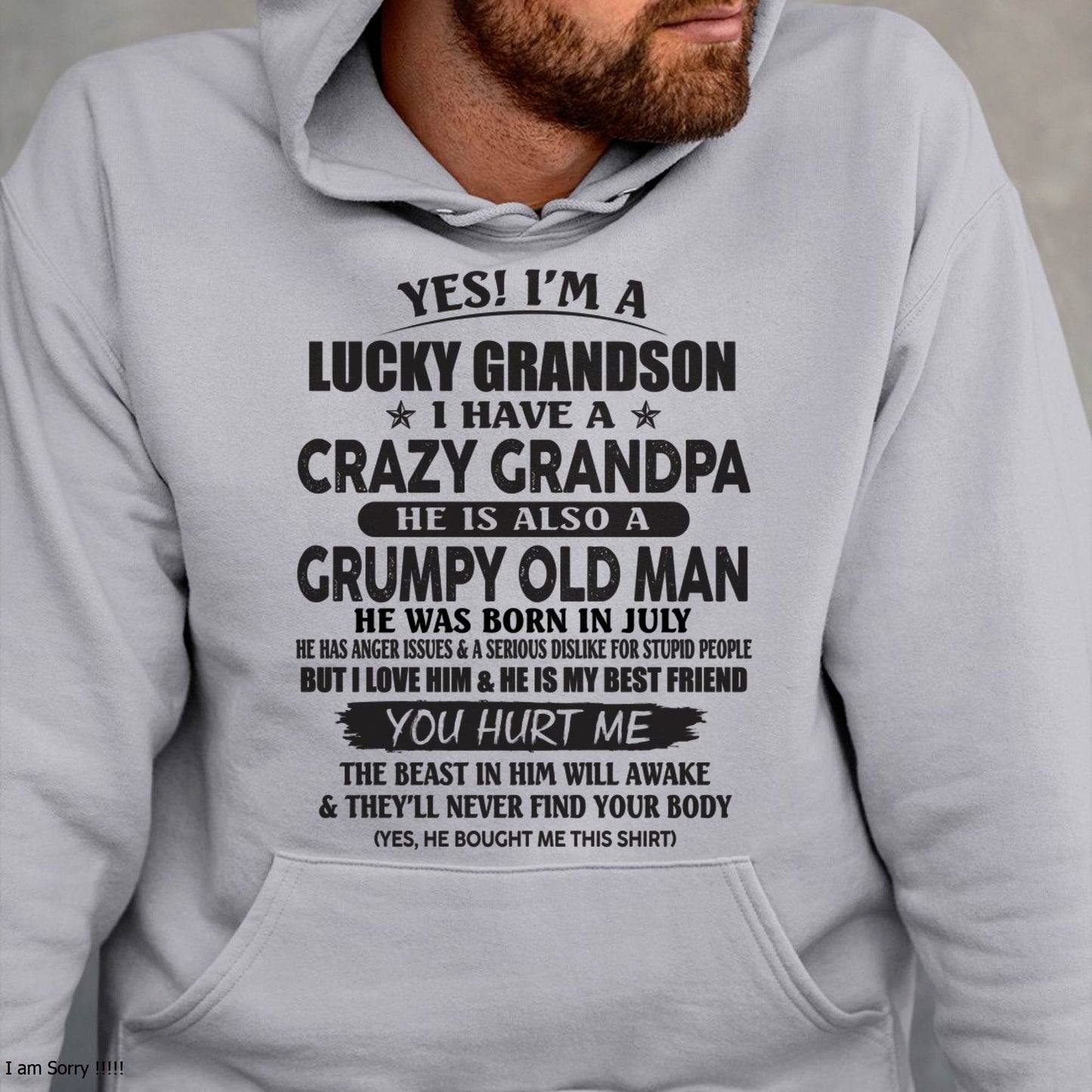 JULY - LUCKY GRANDSON OF CRAZY GRANDPA -  PERFECT GIFT FROM GRANDPA - NGHL07 (SKU12-145-07)