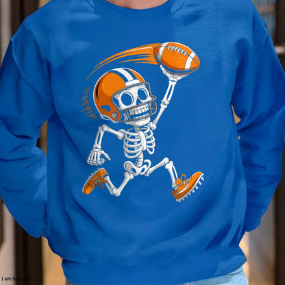Halloween Skeleton Funny Football Shirt for Teens Boys Men T-Shirt - Halloween Unisex T-Shirt/Hoodie - NGHL00