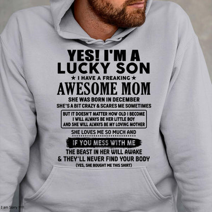December - I am Lucky Son - Gift For Son From Mom - NGHL12 - (SKU-T1206LMS-12)