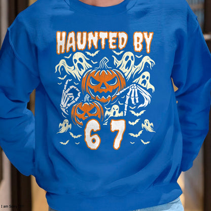 Funny Six Seven Meme Gen Alpha Haunted by 67 Halloween T-Shirt - Halloween Unisex T-Shirt/Hoodie - NGHL00