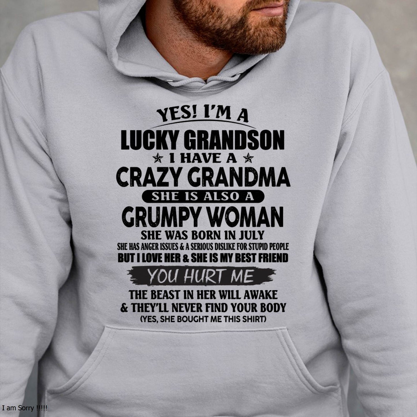 JULY - LUCKY GRANDSON OF CRAZY GRANDMA -  PERFECT GIFT FROM GRANDMA - NGHL07 (SKU12-113-07)
