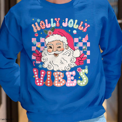 Groovy Cute Santa Claus Christmas Vibes Xmas Girls Womens T-Shirt - Christmas Unisex T-Shirt/Hoodie/Sweatshirt - NGHL00