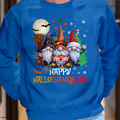 Happy Hallothanksmas Gnomes Lover Halloween Merry Christmas T-Shirt - Christmas Unisex T-Shirt/Hoodie/Sweatshirt - NGHL00