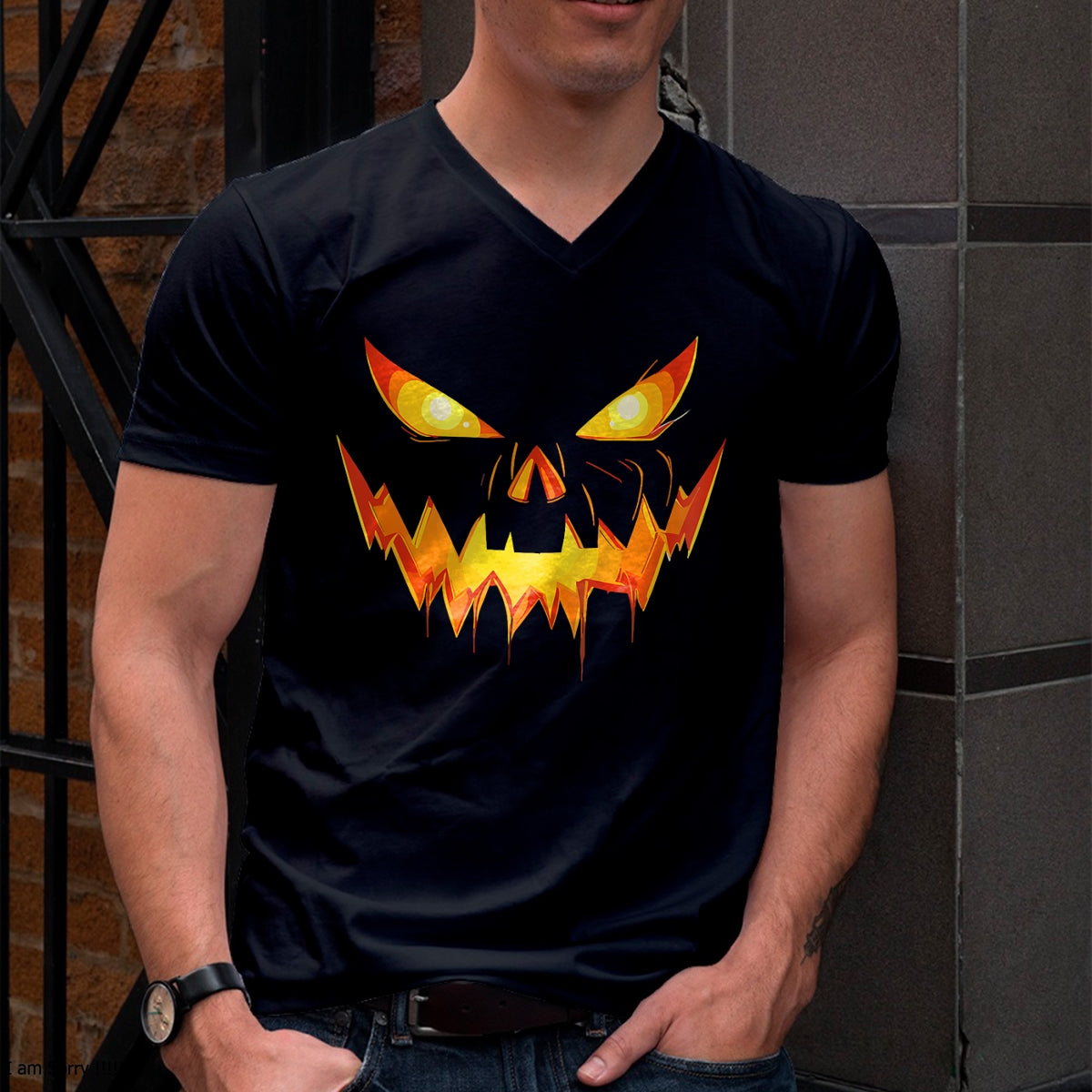 Scary Pumpkin Jack O Lantern Face Halloween Men Boys Kids T-Shirt - Halloween Unisex T-Shirt/Hoodie - NGHL00
