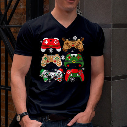 Boys Christmas Shirt Santa Elf Gaming Controllers Gamer Xmas T-Shirt - Christmas Unisex T-Shirt/Hoodie/Sweatshirt - NGHL00