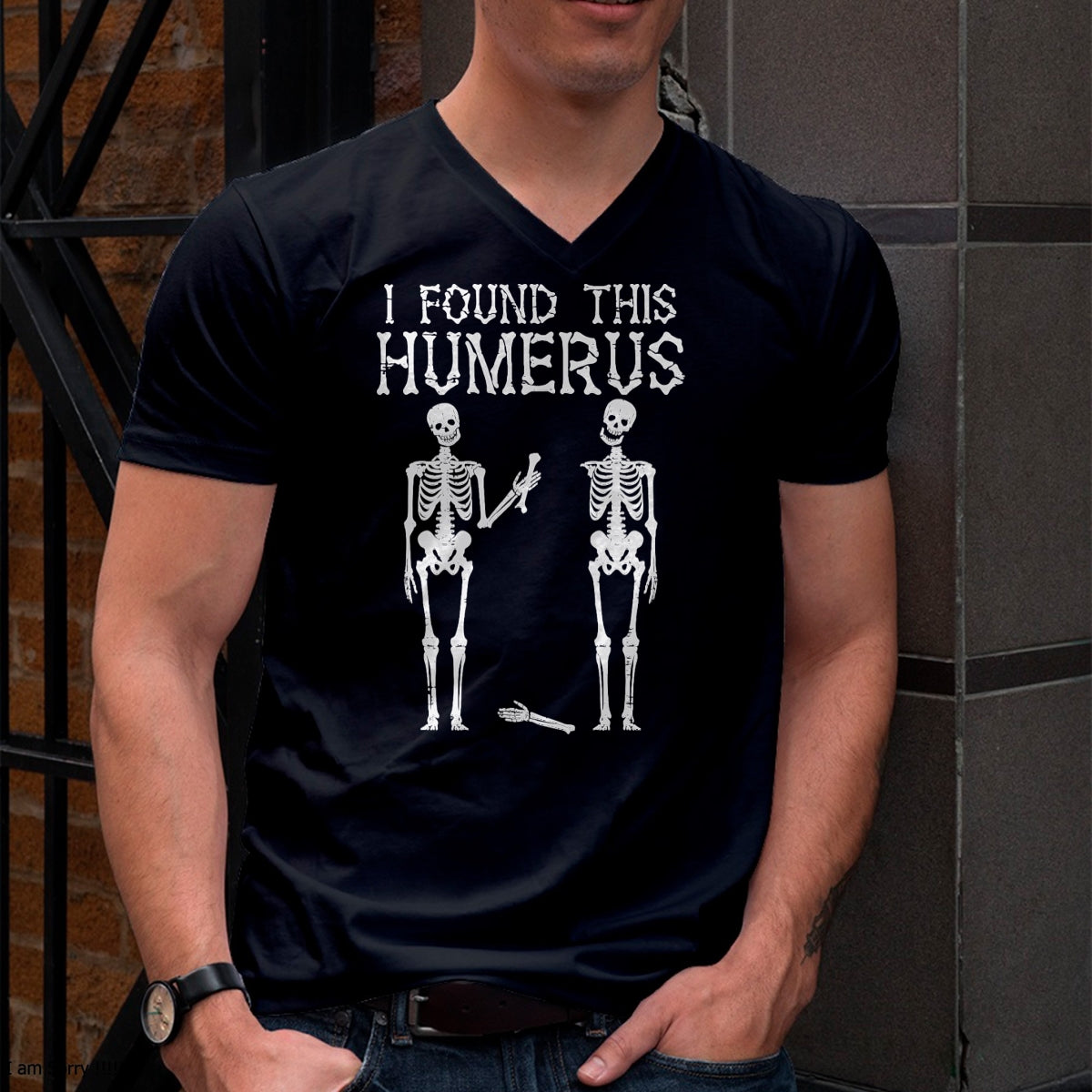 Halloween Skeleton I Found Humerus Funny Costume Men Women T-Shirt - Halloween Unisex T-Shirt/Hoodie - NGHL00