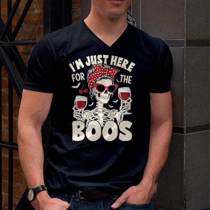 Women Halloween Funny I'm Just Here for The Boos Skeleton T-Shirt - Halloween Unisex T-Shirt/Hoodie - NGHL00