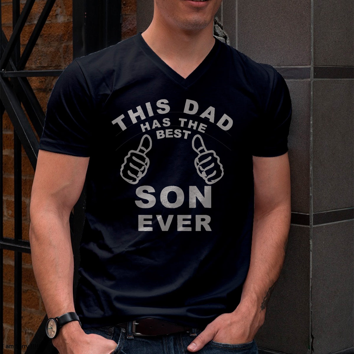 This Dad Has The Best Son Ever Funny Fathers Day From Son T-Shirt - Gift From Dad Unisex T-Shirt/Hoodie - NGHL00 (SKUT-2310EMAILDS-45)