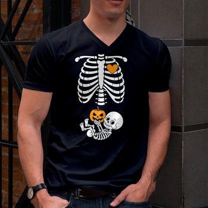 Halloween Skeleton Baby Rib Cage Maternity Pregnant Pumpkin T-Shirt - Halloween Unisex T-Shirt/Hoodie - NGHL00
