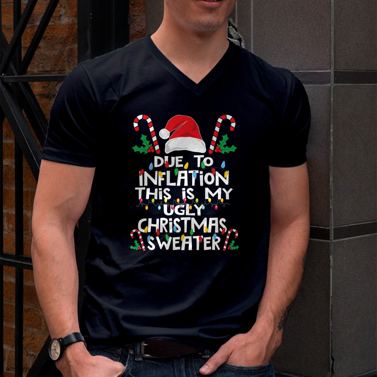 Funny Due to Inflation Ugly Christmas Sweaters For Men Women T-Shirt - Christmas Unisex T-Shirt/Hoodie/Sweatshirt - NGHL00