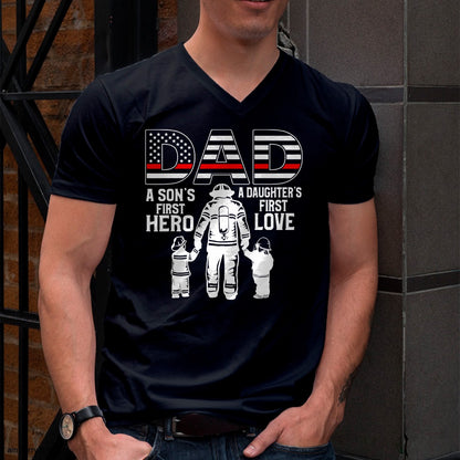 Proud Firefighter Dad Daddy Fireman Dad Father’s day Men T-Shirt - Gift From Dad Unisex T-Shirt/Hoodie - NGHL00 (SKUT-2310EMAILDS-44)