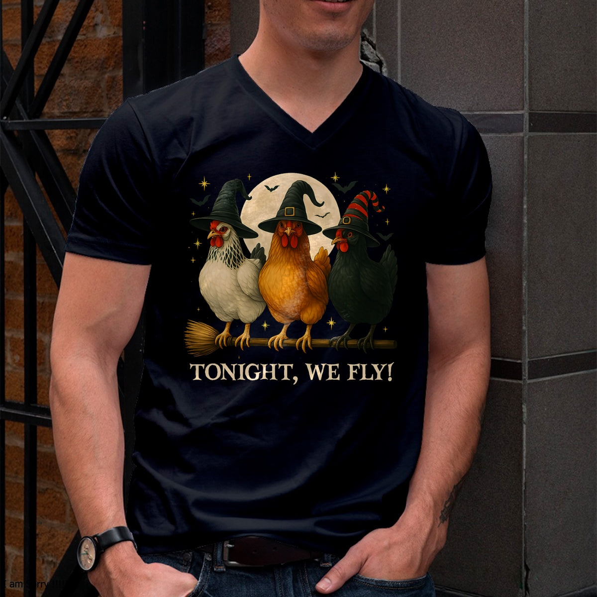 Funny Chicken Halloween Costume Tonight We Fly Spooky Season T-Shirt - Halloween Unisex T-Shirt/Hoodie - NGHL00
