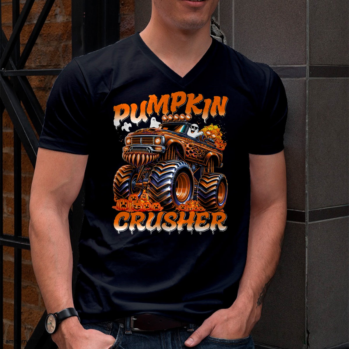 Pumpkin Crusher Monster Truck Ghosts Halloween for Boys T-Shirt - Halloween Unisex T-Shirt/Hoodie - NGHL00