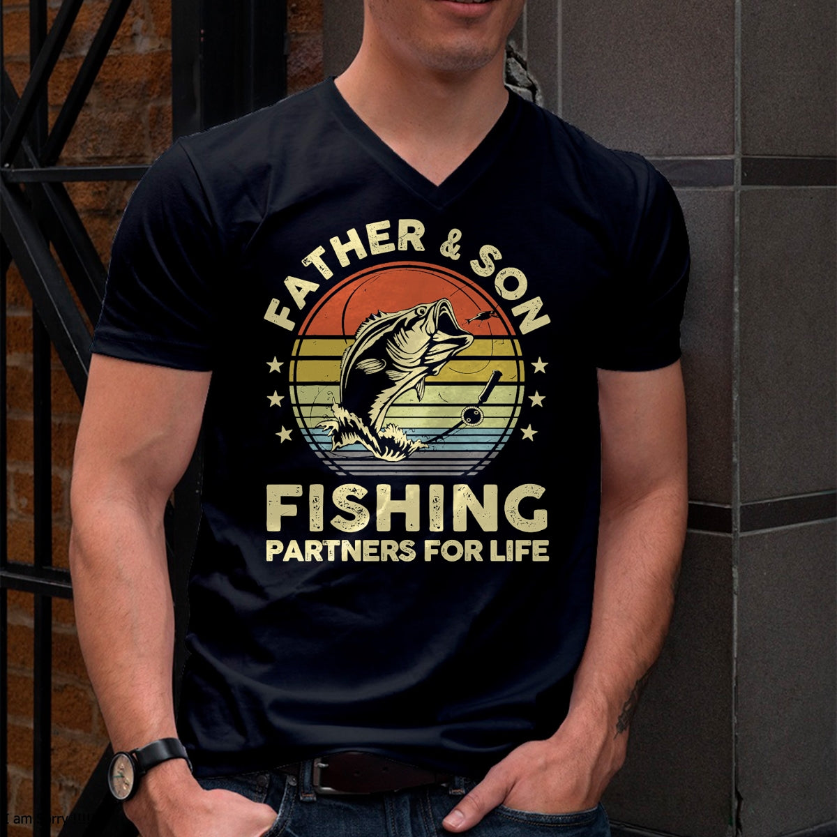 Father Son Matching Fishing Funny Bass Fish Dad Graphic T-Shirt - Gift From Dad Unisex T-Shirt/Hoodie - NGHL00 (SKUT-2310EMAILDS-27)