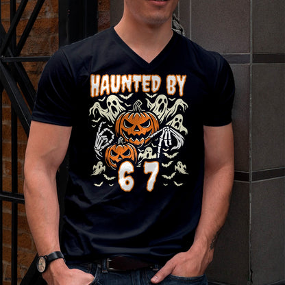 Funny Six Seven Meme Gen Alpha Haunted by 67 Halloween T-Shirt - Halloween Unisex T-Shirt/Hoodie - NGHL00
