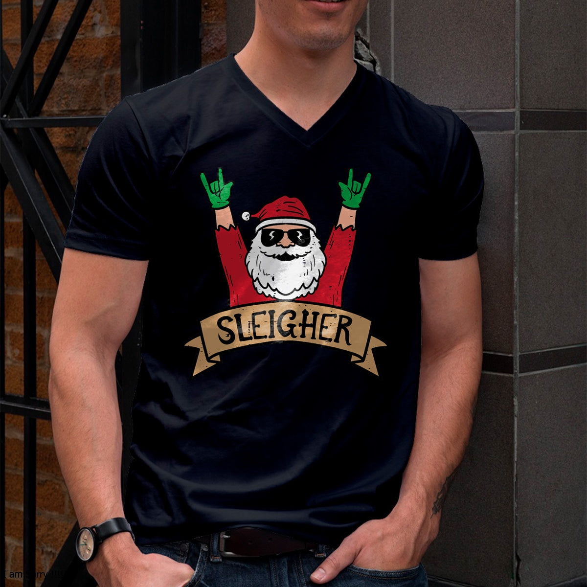 Christmas Sleigher Santa Rock Xmas Rocker Men Women Kids Boy T-Shirt - Christmas Unisex T-Shirt/Hoodie/Sweatshirt - NGHL00