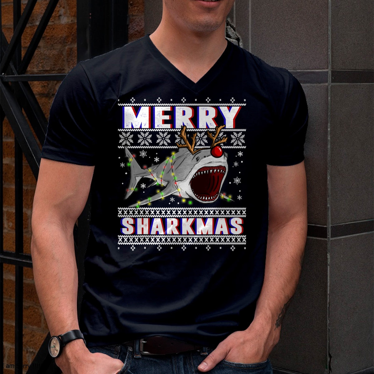 Funny Sharkmas Shark Ugly Christmas Sweaters T-Shirt - Christmas Unisex T-Shirt/Hoodie/Sweatshirt - NGHL00