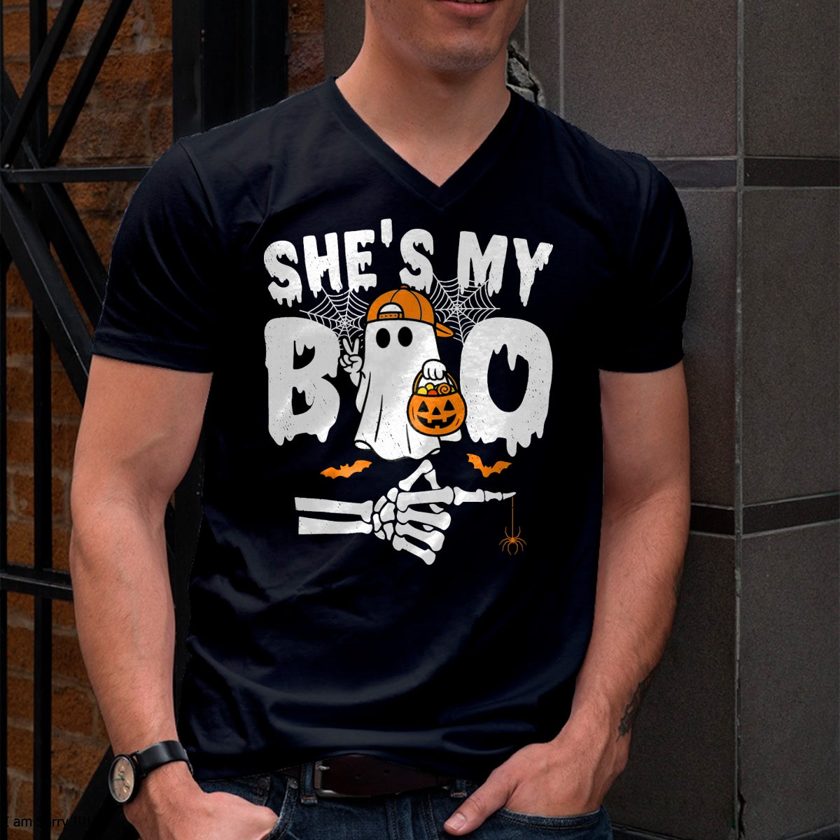 He's My Boo Matching Couple Halloween Couples She's My Boo T-Shirt - Halloween Unisex T-Shirt/Hoodie - NGHL00