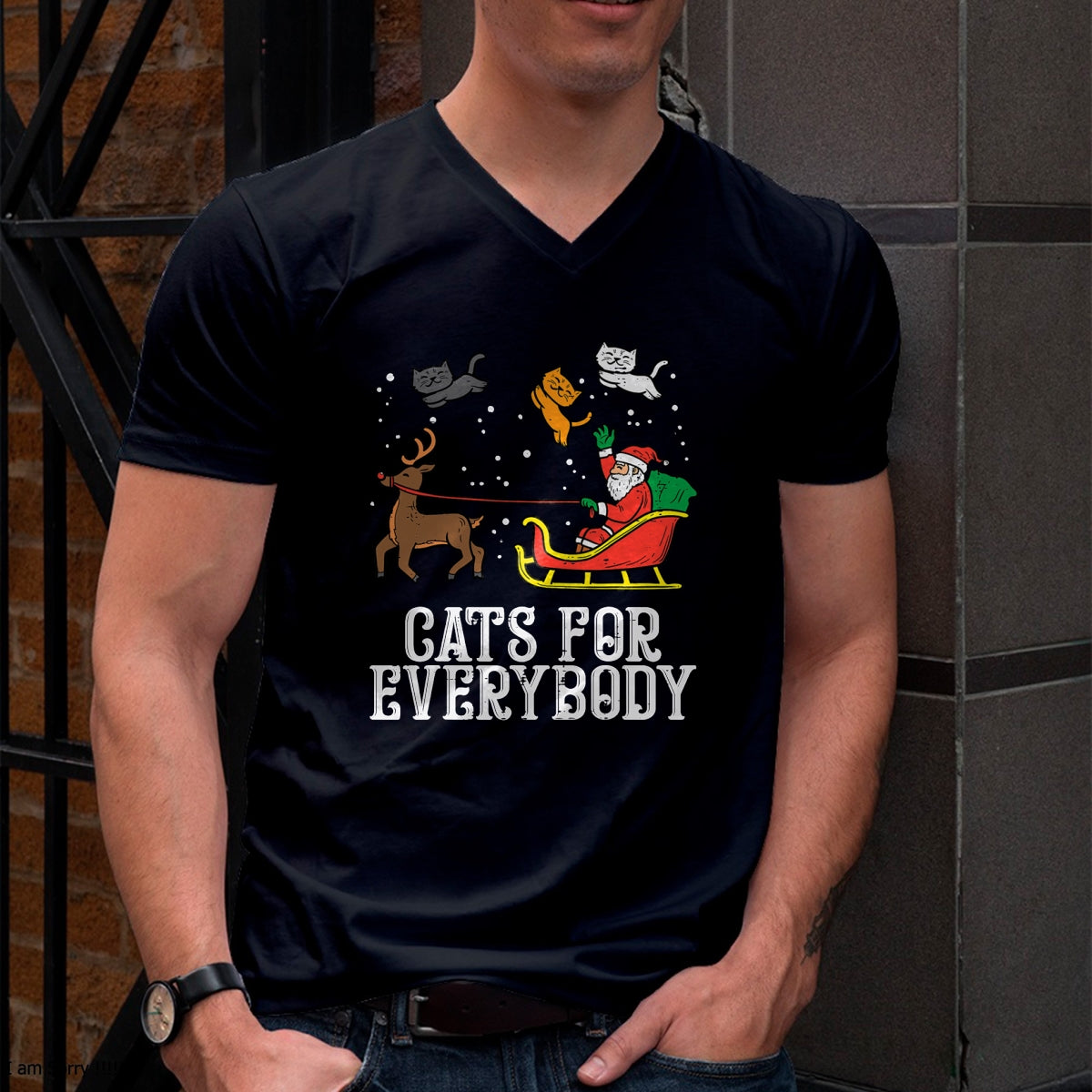 Cats For Everybody Christmas Cat Funny Xmas Women Santa T-Shirt - Christmas Unisex T-Shirt/Hoodie/Sweatshirt - NGHL00