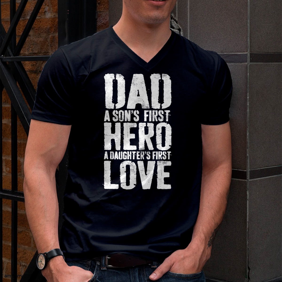 Dad A Sons First Hero A Daughters First Love Shirt Men Daddy T-Shirt - Gift From Dad Unisex T-Shirt/Hoodie - NGHL00 (SKUT-2310EMAILDS-07)