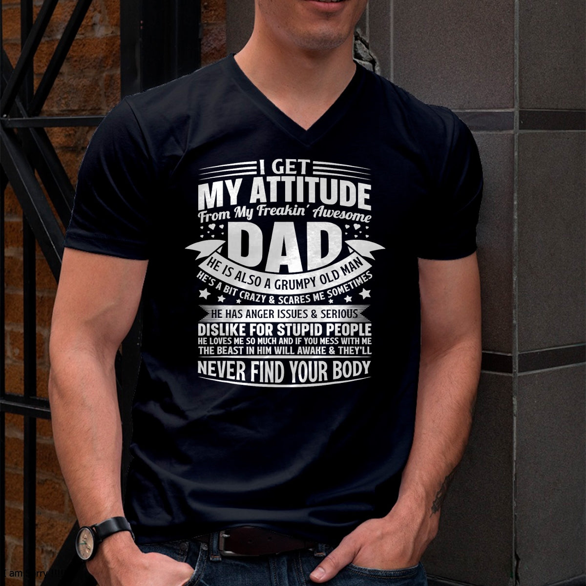 i get my attitude from my dad gifts for dad daughter son T-Shirt - Gift From Dad Unisex T-Shirt/Hoodie - NGHL00 (SKUT-2310EMAILDS-34)
