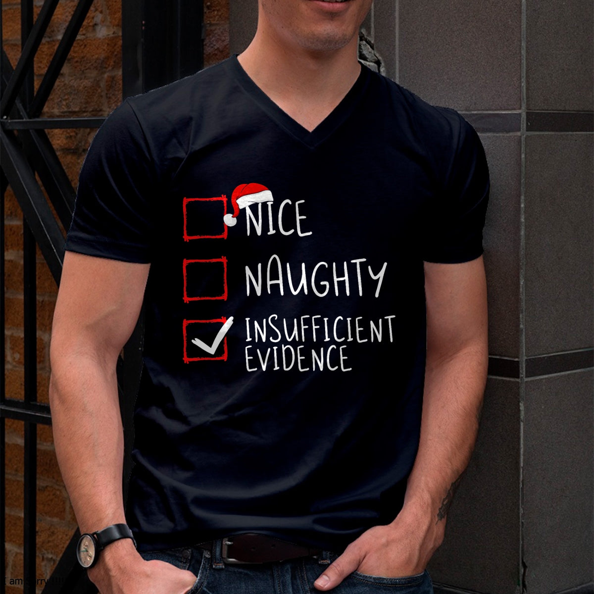 Nice Naughty Insufficient Evidence Christmas Santa Claus T-Shirt - Christmas Unisex T-Shirt/Hoodie/Sweatshirt - NGHL00