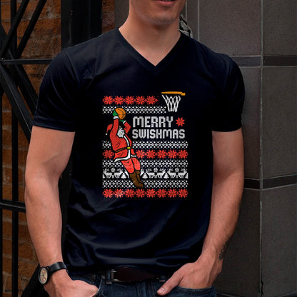 Merry Swishmas Basketball Ugly Christmas Xmas Men Boys Kids T-Shirt - Christmas Unisex T-Shirt/Hoodie/Sweatshirt - NGHL00