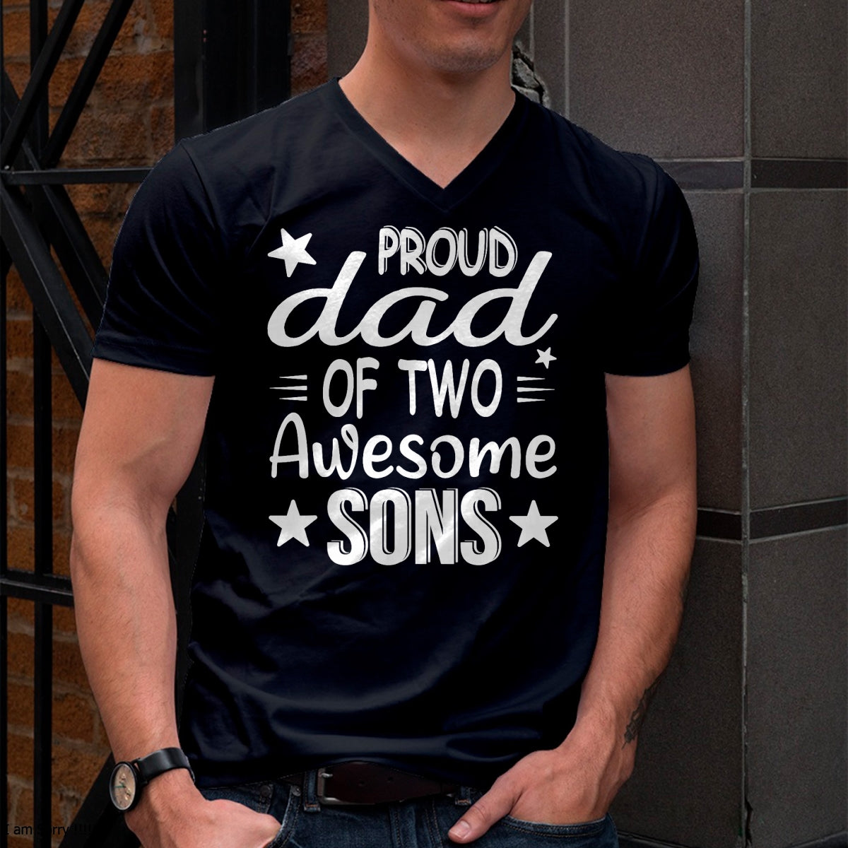 Men Dad Of 2 Boys Two Sons Father's Day T-Shirt - Gift From Dad Unisex T-Shirt/Hoodie - NGHL00 (SKUT-2310EMAILDS-37)