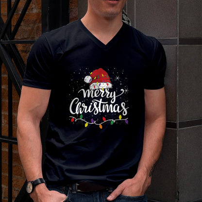 Merry Christmas Lights Red Santa Hat Xmas Family Men Women Pullover - Christmas Unisex T-Shirt/Hoodie/Sweatshirt - NGHL00