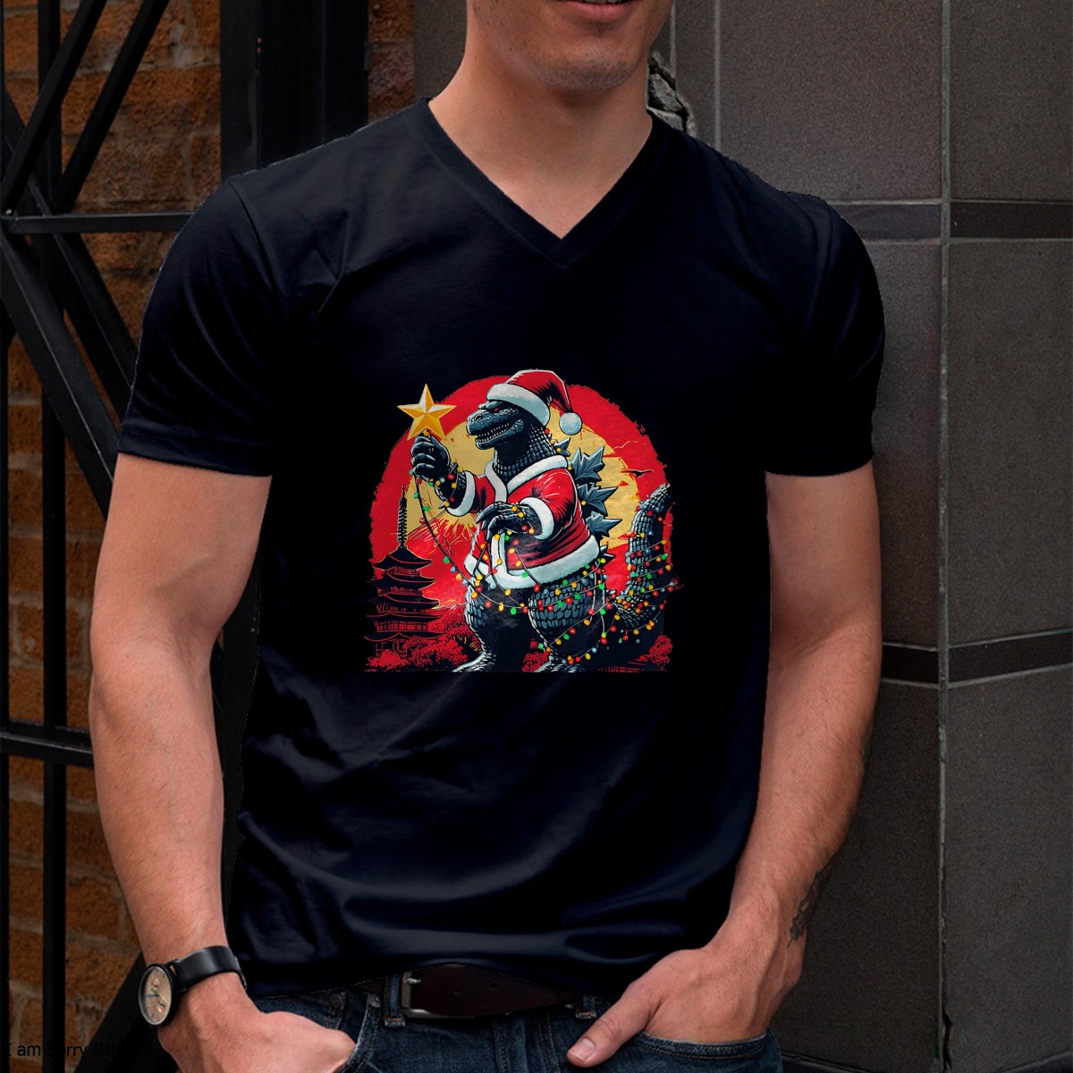 Xmas Christmas Santazilla Funny Holiday Monster Dinosaur T-Shirt - Christmas Unisex T-Shirt/Hoodie/Sweatshirt - NGHL00