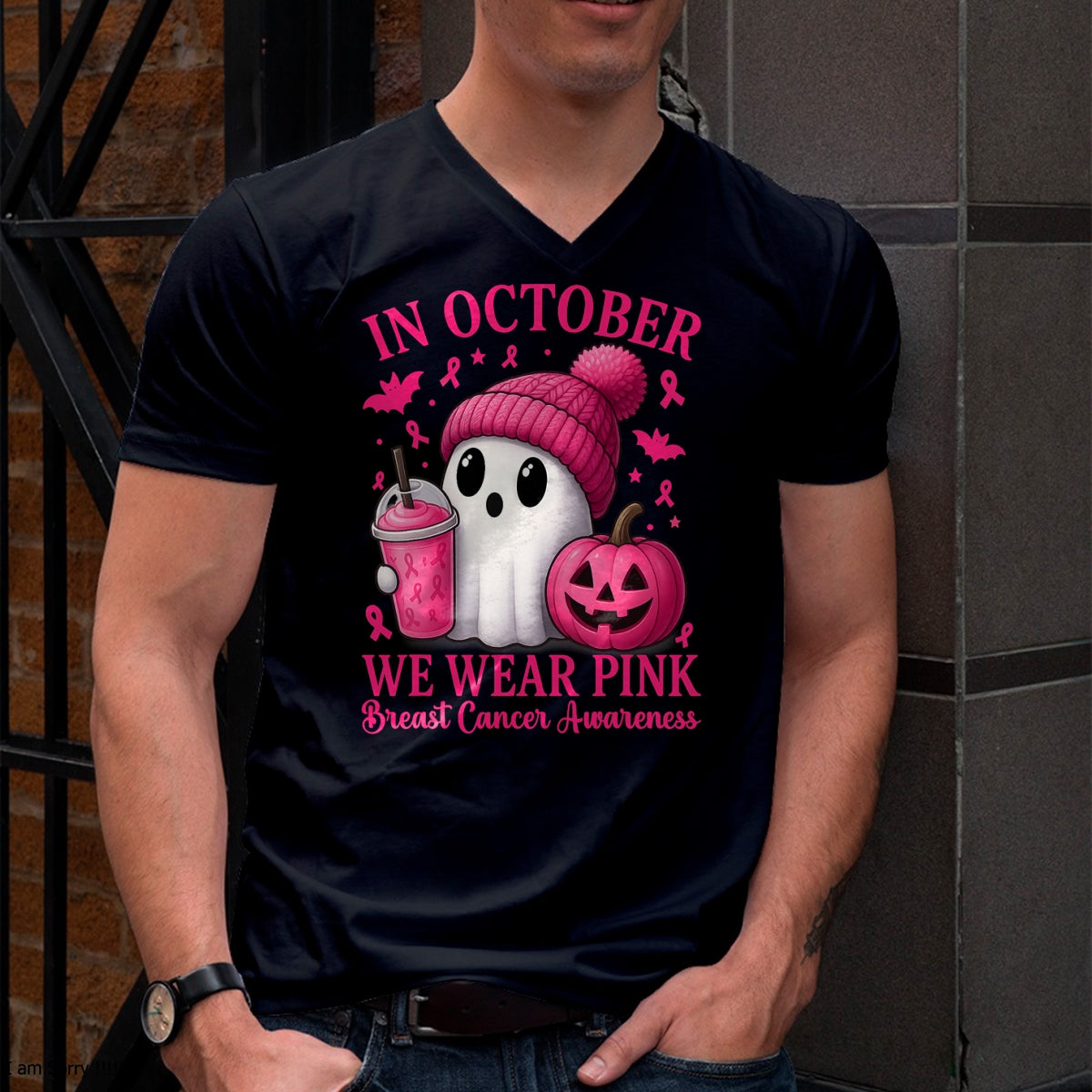Breast Cancer Halloween Women in October We Wear Pink T-Shirt - Halloween Unisex T-Shirt/Hoodie - NGHL00