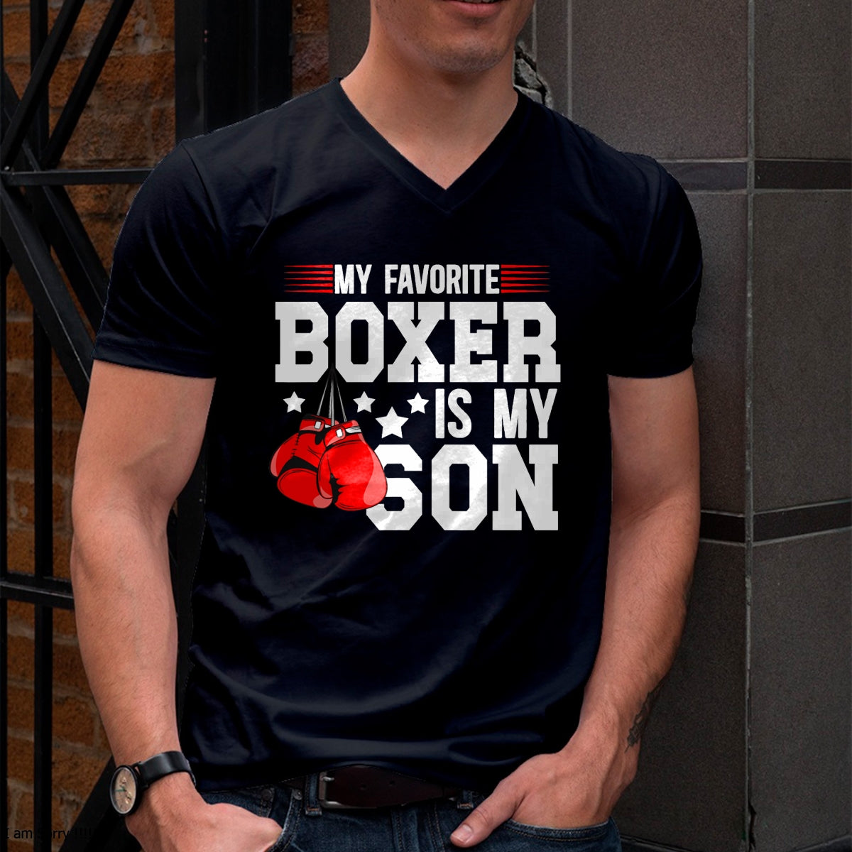 My Favorite Boxer Is My Son Boxing Dad Boxing Father T-Shirt - Gift From Dad Unisex T-Shirt/Hoodie - NGHL00 (SKUT-2310EMAILDS-39)