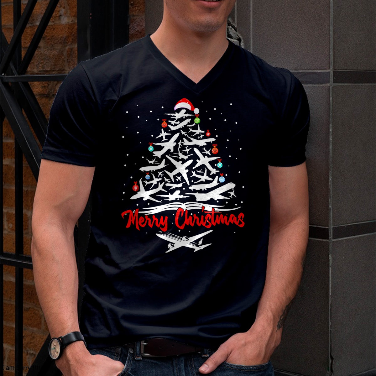 Airplane Christmas Tree tshirts T-Shirt - Christmas Unisex T-Shirt/Hoodie/Sweatshirt - NGHL00