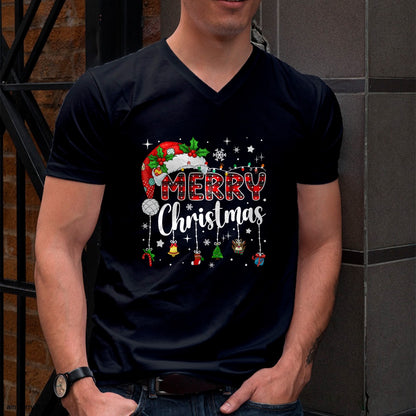 Merry Christmas Red Santa Hat Reindeer Xmas Matching Family T-Shirt - Christmas Unisex T-Shirt/Hoodie/Sweatshirt - NGHL00