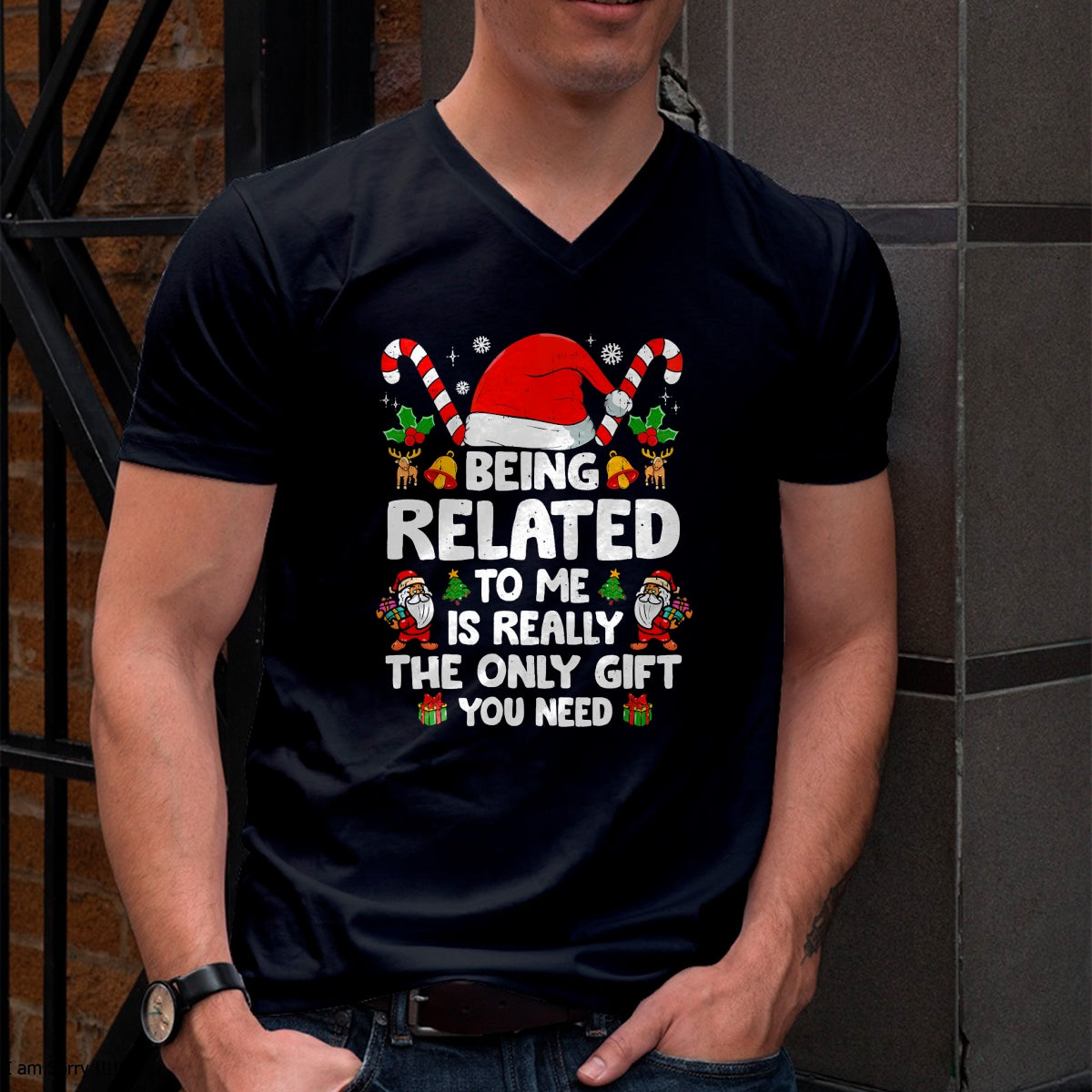 Being Related To Me Funny Christmas Family Xmas Pajamas T-Shirt - Christmas Unisex T-Shirt/Hoodie/Sweatshirt - NGHL00