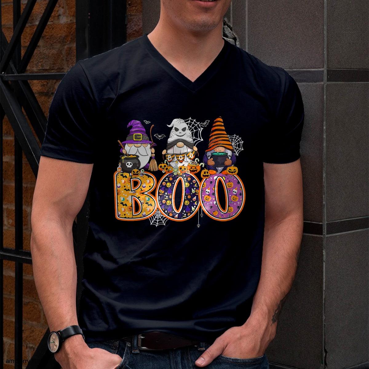 Funny Boo Witch Sipders Pumpkins Happy Halloween Gnome T-Shirt - Halloween Unisex T-Shirt/Hoodie - NGHL00