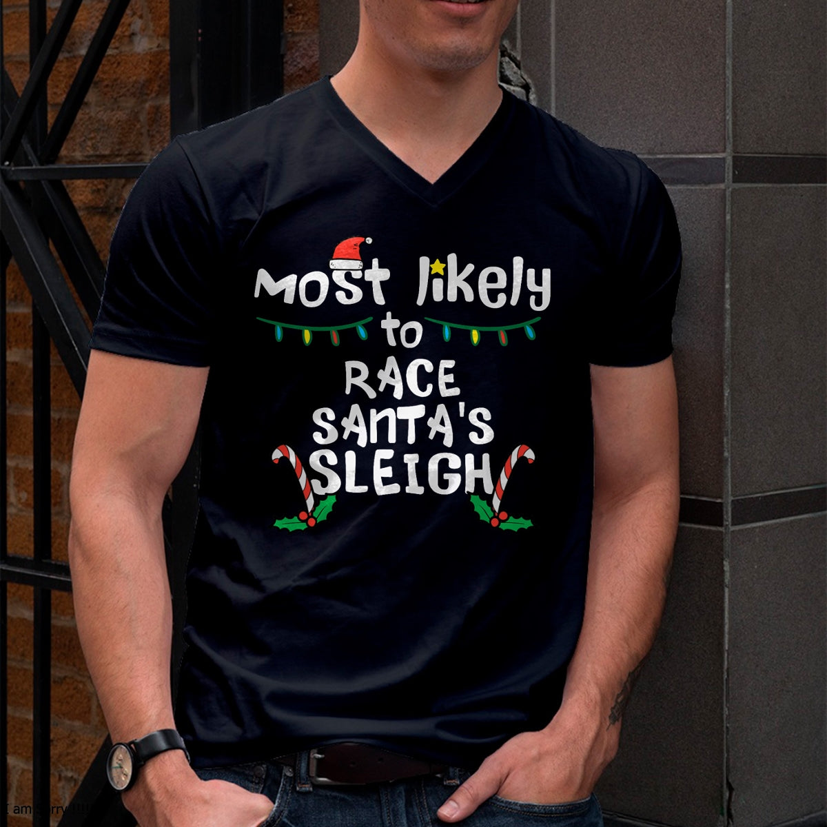 Most Likely Race Santa Sleigh Christmas Xmas Family Boys Men T-Shirt - Christmas Unisex T-Shirt/Hoodie/Sweatshirt - NGHL00