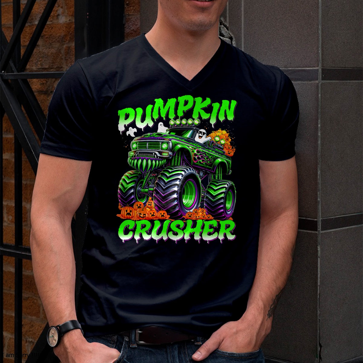 Pumpkin Crusher Monster Truck Ghosts Halloween for Boys T-Shirt - Halloween Unisex T-Shirt/Hoodie - NGHL00