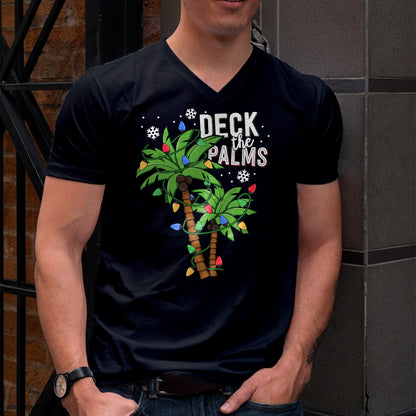 Deck The Palms Tropical Hawaii Christmas Palm Tree Lights T-Shirt - Christmas Unisex T-Shirt/Hoodie/Sweatshirt - NGHL00