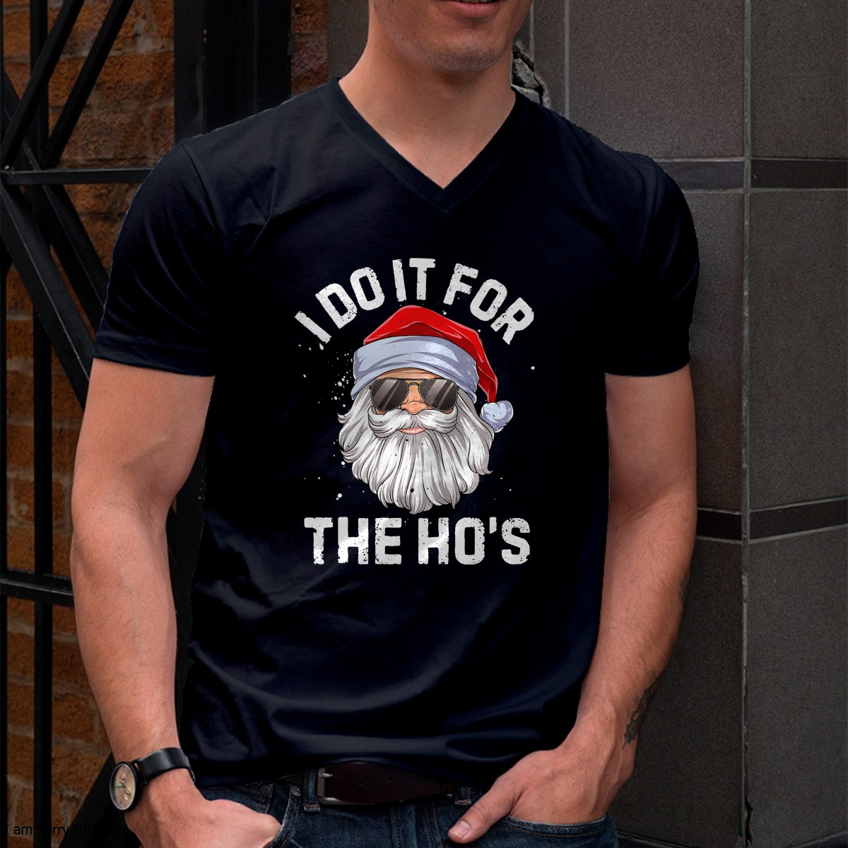 I Do It For The Ho's Funny Inappropriate Christmas Men Short Sleeve Santa T-Shirt - Christmas Unisex T-Shirt/Hoodie/Sweatshirt - NGHL00