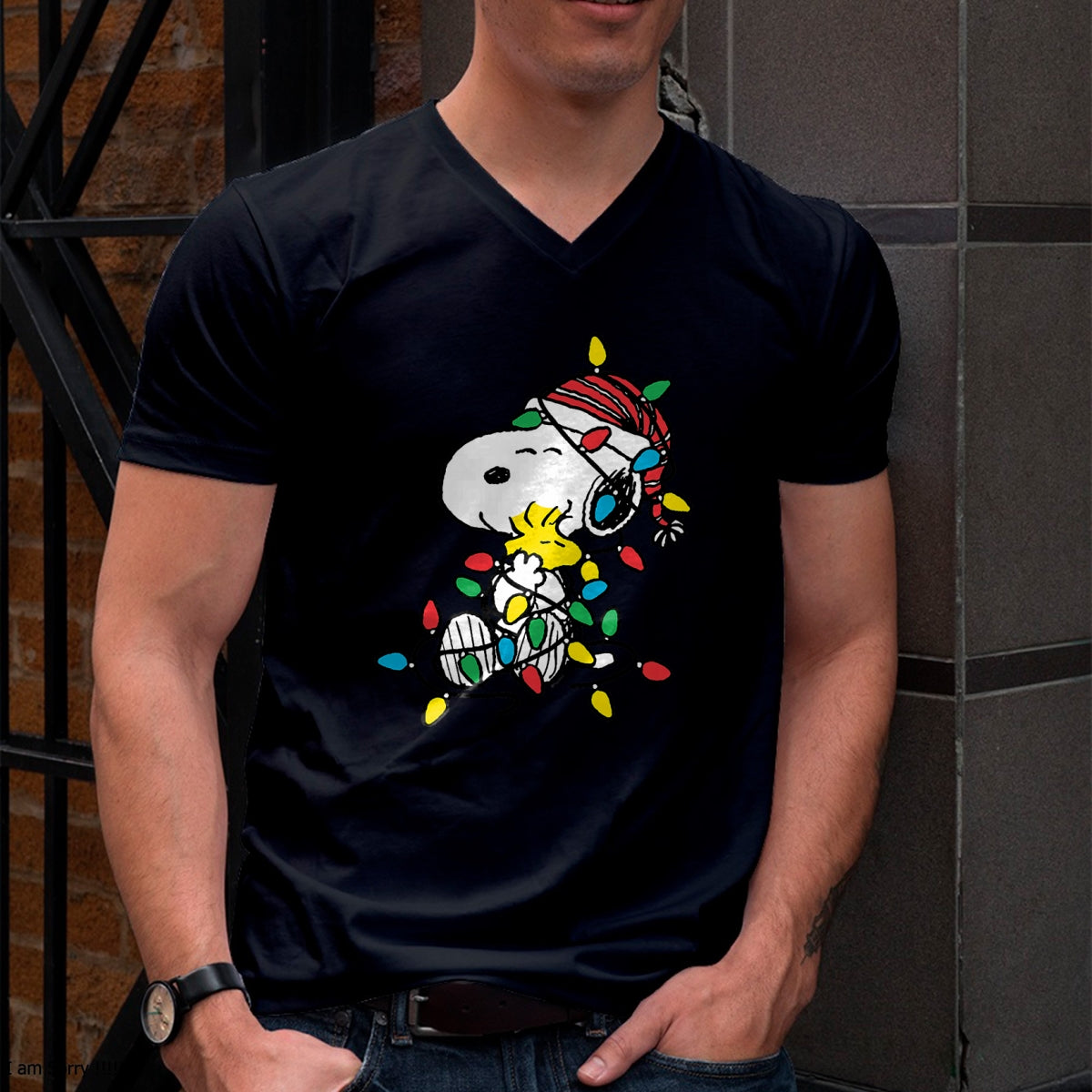 Peanuts - Snoopy Woodstock Christmas Lights T-Shirt - Christmas Unisex T-Shirt/Hoodie/Sweatshirt - NGHL00