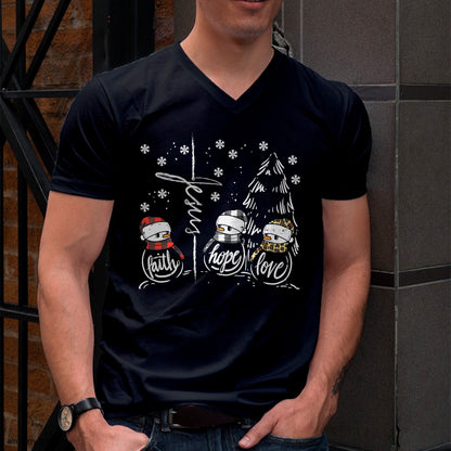 Faith Hope Love Jesus Snowman Plaid Leopard Christmas Gift T-Shirt - Christmas Unisex T-Shirt/Hoodie/Sweatshirt - NGHL00