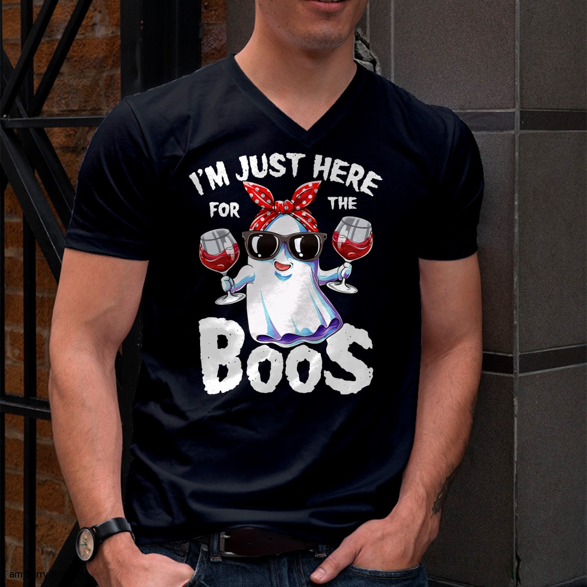 I'm Just Here For The Boos Halloween Women Ghost Cute Funny T-Shirt - Halloween Unisex T-Shirt/Hoodie - NGHL00