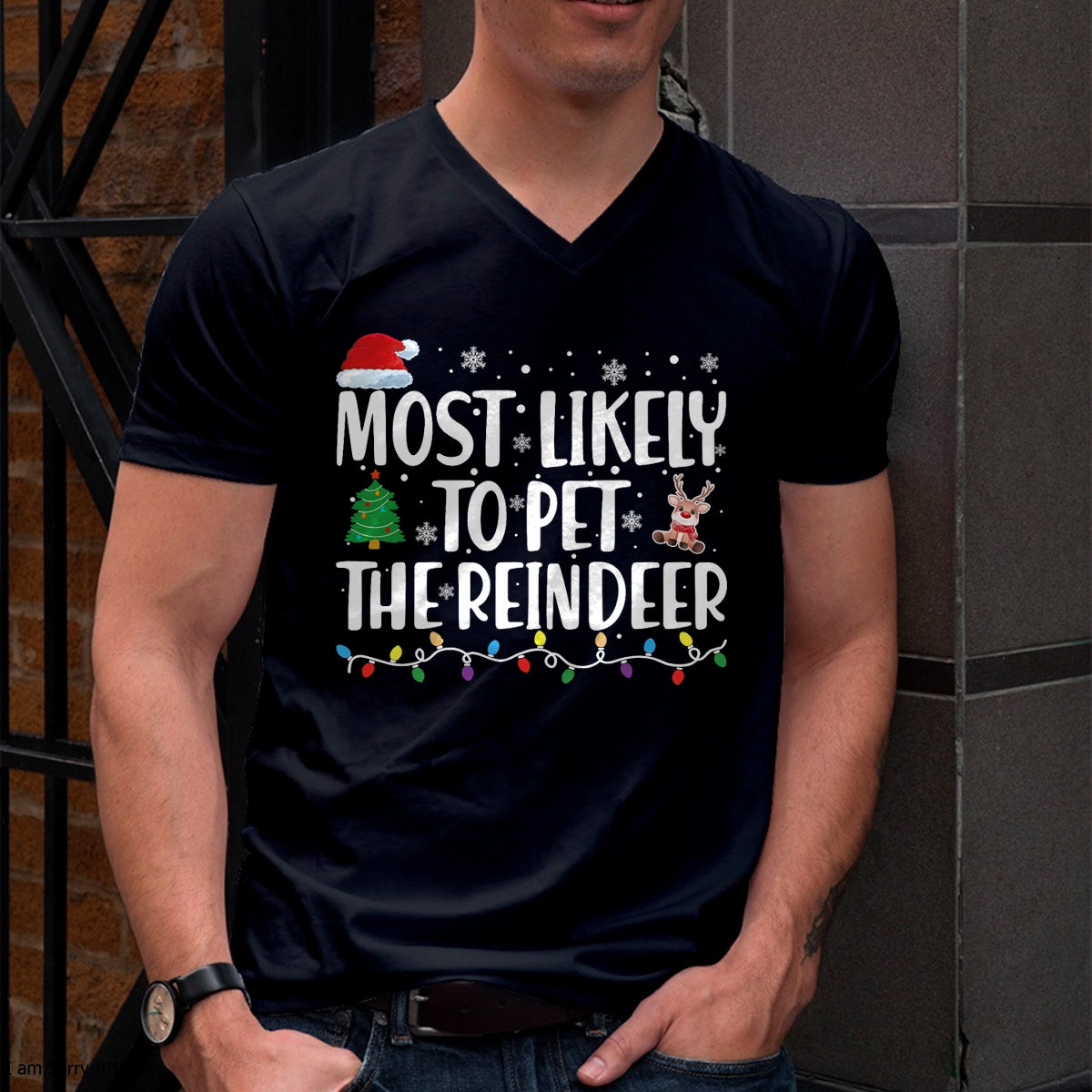 Most Likely To Pet The Reindeer Family Matching Christmas T-Shirt - Christmas Unisex T-Shirt/Hoodie/Sweatshirt - NGHL00