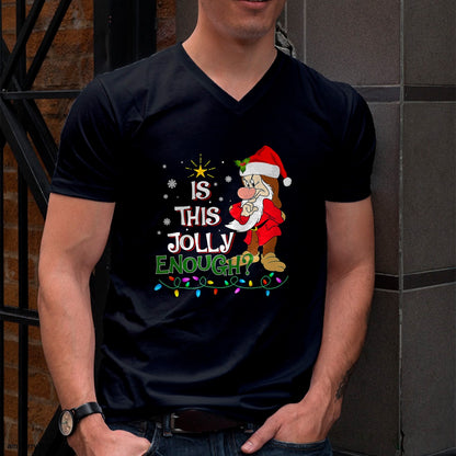 Is This Jolly Enough Grumpy Elf Pajama Christmas Lights T-Shirt - Christmas Unisex T-Shirt/Hoodie/Sweatshirt - NGHL00