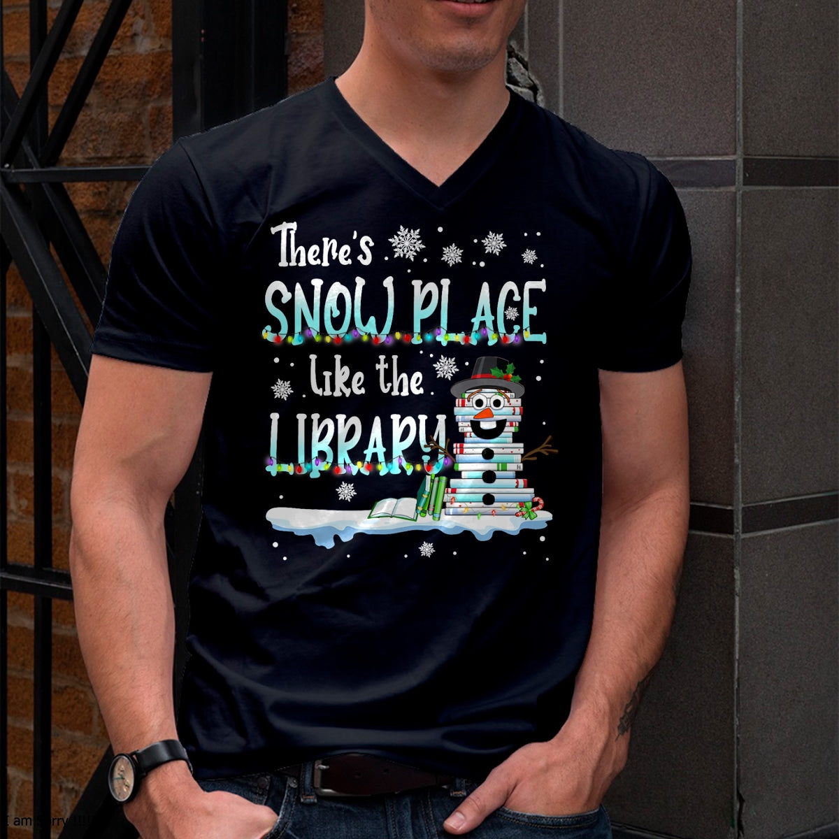 Librarian There's Snow Place Like The Library Christmas Snow T-Shirt - Christmas Unisex T-Shirt/Hoodie/Sweatshirt - NGHL00