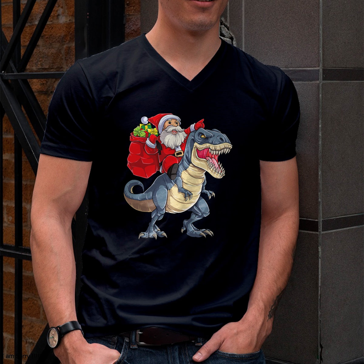 Dinosaur T rex Christmas Santa Boys Men Girls Xmas Squad T-Shirt - Christmas Unisex T-Shirt/Hoodie/Sweatshirt - NGHL00