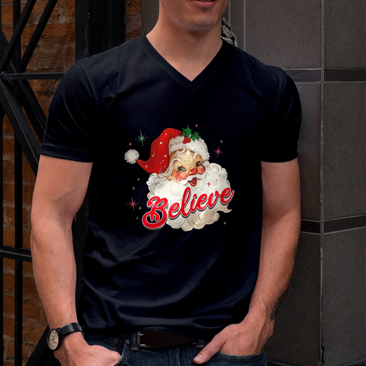 Vintage Santa Claus Believe Christmas Women Boys Girls T-Shirt - Christmas Unisex T-Shirt/Hoodie/Sweatshirt - NGHL00