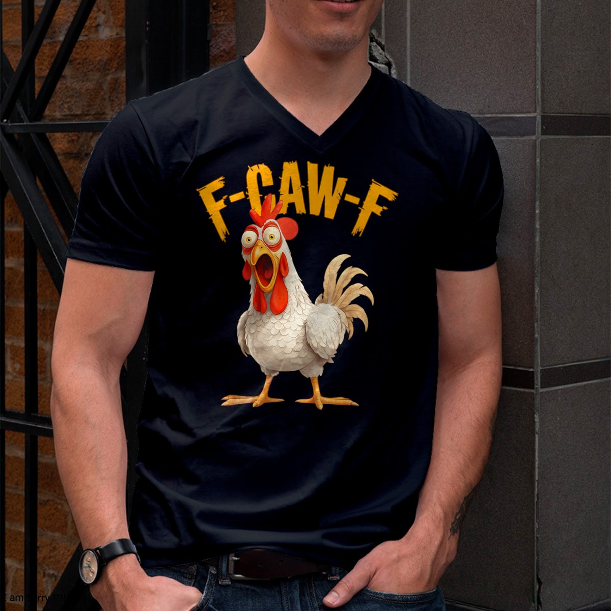 Funny F-Awk-F Chicken F-Caw-F Rooster Pun Retro T-Shirt - Halloween Unisex T-Shirt/Hoodie - NGHL00 (SKUT-1810HALLOWEEN-01)