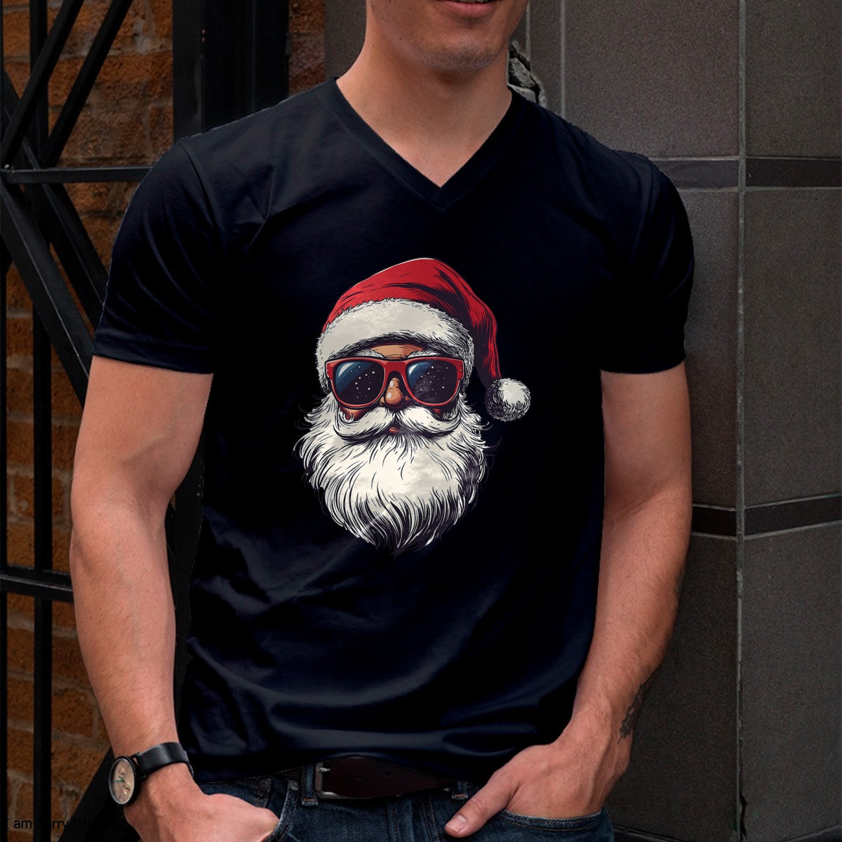 Cool Santa Claus Face Retro Sunglasses Christmas Men Boys T-Shirt - Christmas Unisex T-Shirt/Hoodie/Sweatshirt - NGHL00